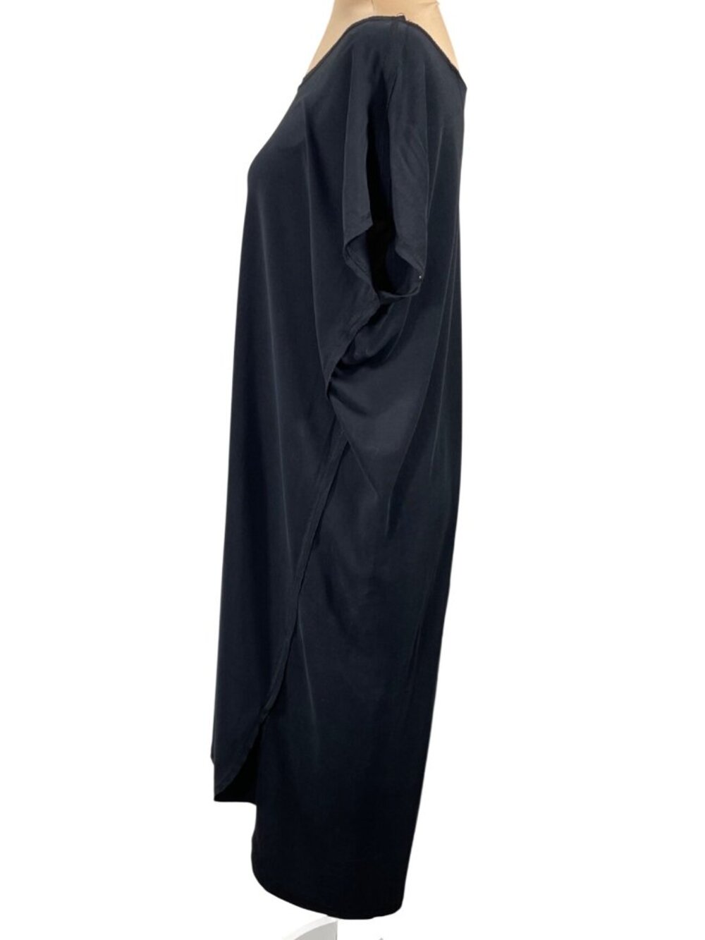 Double Zero NWOT Dress T-Shirt Midi Black Raw Edge Size M Medium Modal - Picture 2 of 7